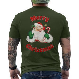Retro Merry Christmas Vintage Rosy Cheek Santa Traditional Men's T-shirt Back Print - Thegiftio UK