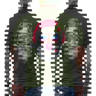 Retro Pink Santa Blowing Bubble With Sunglass Gamer Headset Men's T-shirt Back Print - Thegiftio