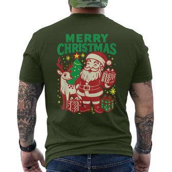 Retro Santa Merry Christmas Vintage Holiday Graphic 60S Men's T-shirt Back Print - Thegiftio UK