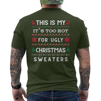 Retro Ugly Christmas Sweater Candy Cane Tree Vibes Men's T-shirt Back Print - Monsterry