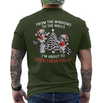 Retro From The Windows To The Walls Raccoon Christmas Men's T-shirt Back Print - Thegiftio UK