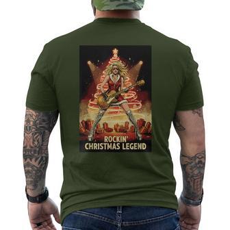 Rockin’ Christmas X-Mas Legend Female Guitarist Apparel Men's T-shirt Back Print - Monsterry