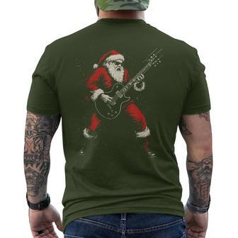 Rockin Santa Electric Guitar Christmas Rock Music Xmas Men's T-shirt Back Print - Thegiftio UK