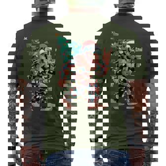 Santa Bigfoot Rock Hand Christmas Lights Rock Music Lovers Men's T-shirt Back Print | Seseable CA