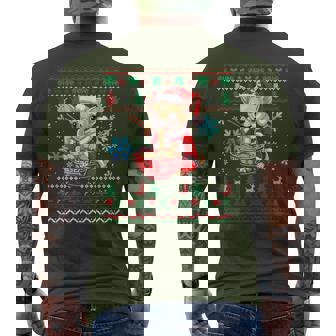 Santa Chihuahua Eating Ramen Xmas Sweater Japanese Food Men's T-shirt Back Print - Monsterry