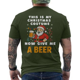 Santa Christmas Costume Now Give Me A Beer Men's T-shirt Back Print - Thegiftio UK