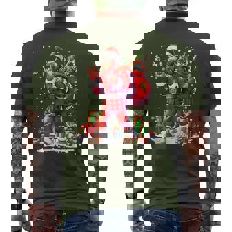 Santa Christmas Tree Lights Sasquatch Rock Bigfoot Christmas Men's T-shirt Back Print - Seseable