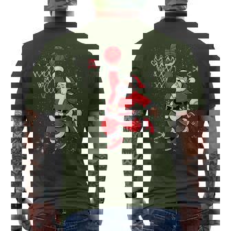 Santa Claus Dunking A Christmas Basketball Men's T-shirt Back Print - Monsterry