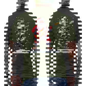 Santa Claus Playing Bass Guitar Christmas Xmas Music Men's T-shirt Back Print - Monsterry