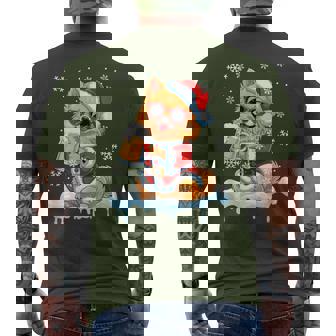 Santa Pomeranian Sunglasses Drinking Beer Christmas Owner Men's T-shirt Back Print - Seseable