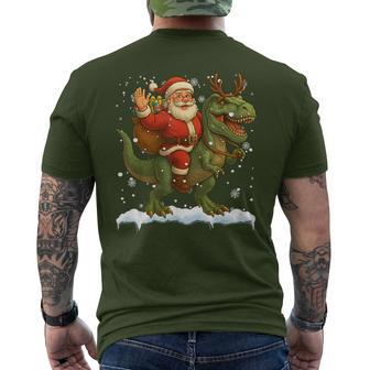 Santa Riding Dinosaur T Rex Christmas Boys Xmas Squad Men's T-shirt Back Print - Thegiftio UK