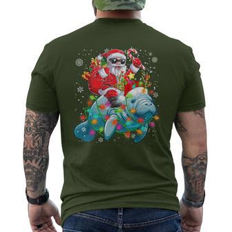 Santa Riding Mana Reindeer Christmas Lights Sea Animal Men's T-shirt Back Print | Seseable UK
