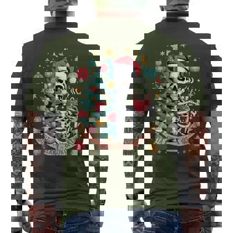 Santa Skeleton Christmas Tree X-Mas Sorta Merry Sorta Scary Men's T-shirt Back Print | Mazezy