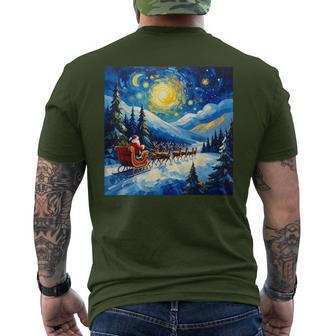 Santa Sleigh Starry Night Christmas Van Gogh Men's T-shirt Back Print - Thegiftio UK