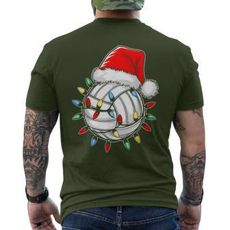 Santa Volleyball Ball Youth Boys Christmas Pajamas Men's T-shirt Back Print - Monsterry