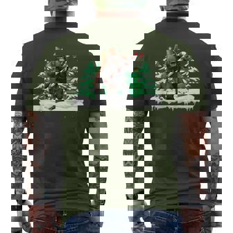 Sasquatch Candy Xmas Yeti Bigfoot Candy Cane Christmas Men's T-shirt Back Print - Monsterry