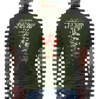 She Likes My Peppermint Stick Couples Christmas Light Pajama Men's T-shirt Back Print - Monsterry