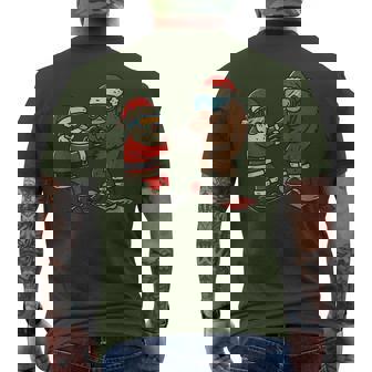 Snowboard Christmas Sasquatch Santa Snowboarding Xmas Men's T-shirt Back Print - Seseable