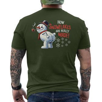 How Snowflakes Are Really Made Christmas Snowman Men's T-shirt Back Print - Thegiftio UK