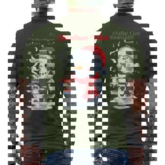 Snowman Santa Hat Hot Cocoa Christmas Pajamas Snowman Men's T-shirt Back Print - Thegiftio