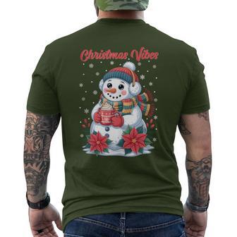 Snowman Winter Hat Hot Cocoa Christmas Pajamas Snowman Men's T-shirt Back Print - Thegiftio UK