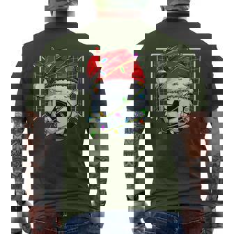 Soccer Christmas Lights Santa Hat Sports Lover Game Day Boys Men's T-shirt Back Print | Seseable CA