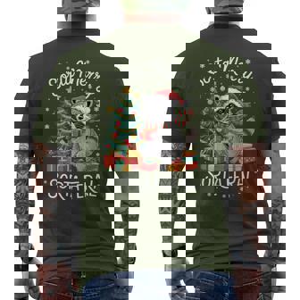 Sorta Merry Sorta Feral Raccoon Hot Cocoa Cup Christmas Tree Men's T-shirt Back Print - Monsterry