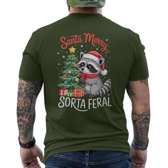 Sorta Merry Sorta Feral Raccoon Hot Cocoa Cup Christmas Tree Men's T-shirt Back Print - Thegiftio UK