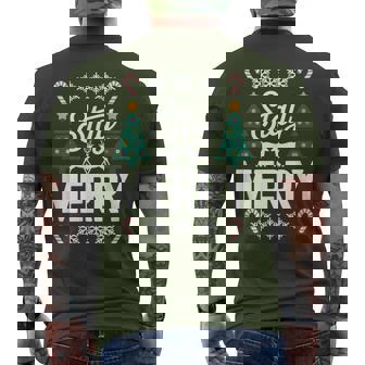 Stay Merry Cheerful Christmas Saying Simple Festive Men's T-shirt Back Print | Mazezy