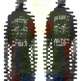 Stop Staring At My Balls Comedy Christmas Football Men's T-shirt Back Print | Mazezy