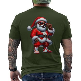 Street Style Cool Hip Hop Santa Merry Christmas Men's T-shirt Back Print - Monsterry