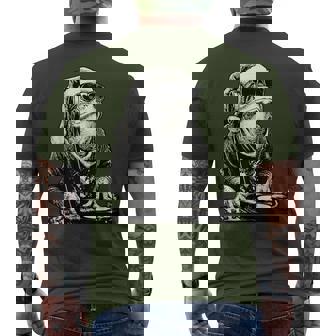 Stylish Frog Dj With Sunglasses Santa Hat Christmas Music Men's T-shirt Back Print | Mazezy