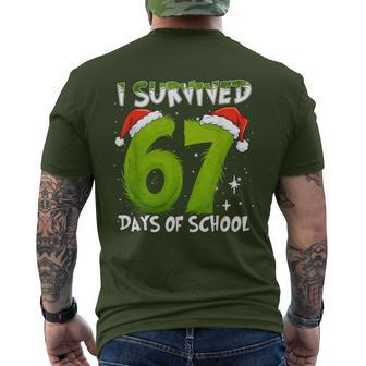I Survived 67 Days Of School Christmas Candy Cane Six Seven Men's T-shirt Back Print - Thegiftio UK