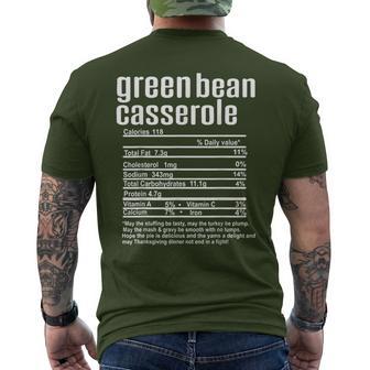 Thanksgiving Christmas Green Bean Casserole Nutritional Fact Men's T-shirt Back Print - Thegiftio UK