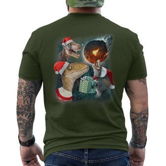 Three Rex Moon 3 Dinos Howling Weird Cursed Christmas Meme Men's T-shirt Back Print - Thegiftio UK