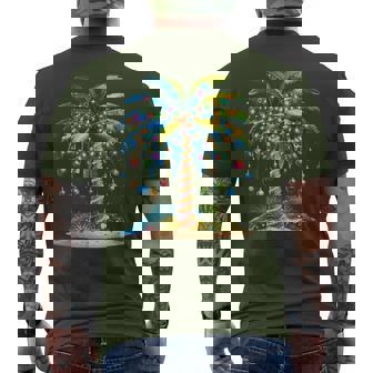 Tropical Christmas Hawaiian Santa Xmas Lights Palm Tree Men's T-shirt Back Print - Thegiftio