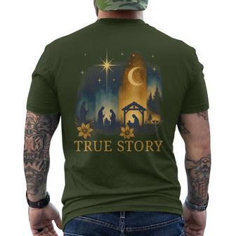 True Story Of Jesus Birth Christmas Nativity Christmas Xmas Men's T-shirt Back Print - Thegiftio UK