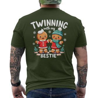 Twinning With My Bestie Christmas Gingerbread Best Friend Men's T-shirt Back Print - Thegiftio UK