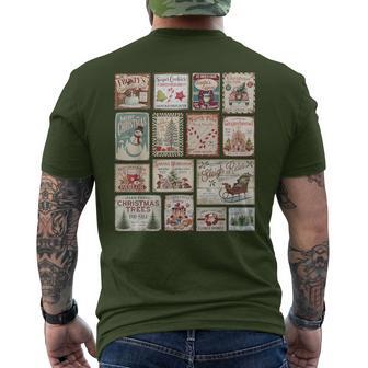 Vintage Christmas Stamps Holiday Party Festive Winter Men's T-shirt Back Print - Thegiftio UK