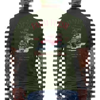 Vintage Farm Fresh Christmas Trees Farmhouse Pickup Truck Men's T-shirt Back Print - Monsterry
