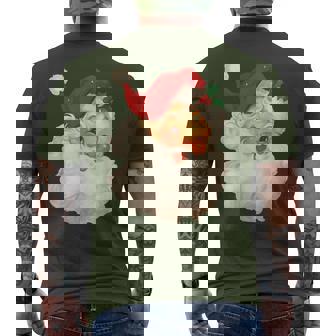 Vintage Retro Jolly Santa Claus Face Christmas Pajamas Men's T-shirt Back Print | Seseable UK