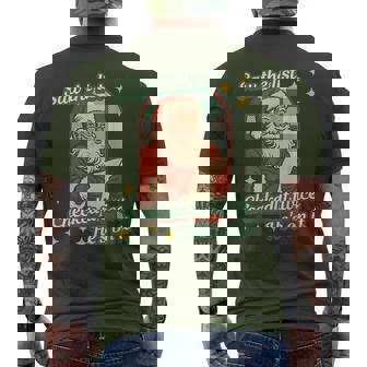 Vintage Retro Saw The List Checked It Twice He's On-It Santa Men's T-shirt Back Print - Seseable