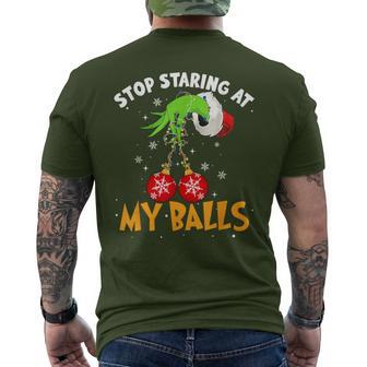 Vintage Retro Stop Staring At My Balls Christmas Xmas Men's T-shirt Back Print - Thegiftio UK