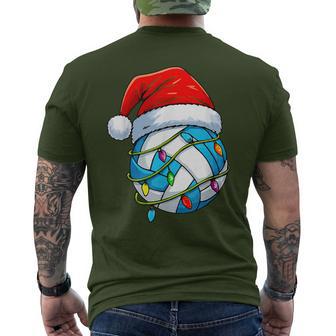 Volleyball Christmas Lights Santa Hat Sports Lover Game Day Men's T-shirt Back Print | Seseable FR