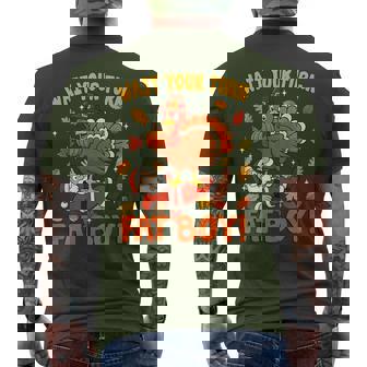 Wait Your Turn Thanksgiving Day Turkey Santa Christmas Men's T-shirt Back Print - Monsterry