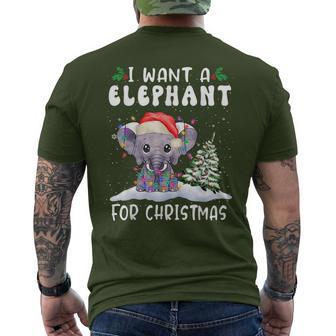 I Want A Elephant For Christmas Santa Hat Xmas Men's T-shirt Back Print - Thegiftio UK
