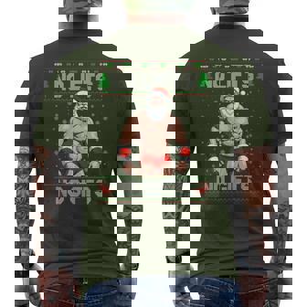 Workout Gym Christmas Ugly Sweater Bodybuilding Santa Xmas Men's T-shirt Back Print - Thegiftio