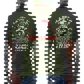 Xmas Lighting Santa I Want For Christmas Is A Raccoon Men's T-shirt Back Print | Mazezy