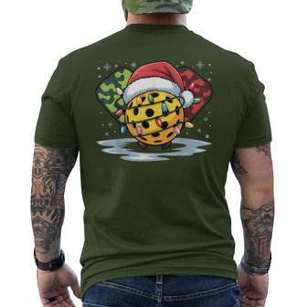 Xmas Pickleball Christmas Lights Santa Hat Pickleball Lover Men's T-shirt Back Print - Thegiftio UK