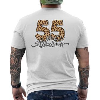 55 And Fabulous Birthday 55 Years Old 55Th Birthday Leopard Men's T-shirt Back Print - Thegiftio UK
